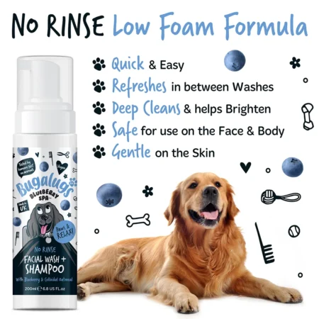 Bugalugs No Rinse Facial Wash & Shampoo with Blueberry & Colloidal Oatmeal for Dogs - Image 3