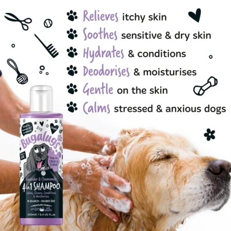 Bugalugs Lavender & Chamomile 4-in-1 Calming Dog Shampoo - Image 4